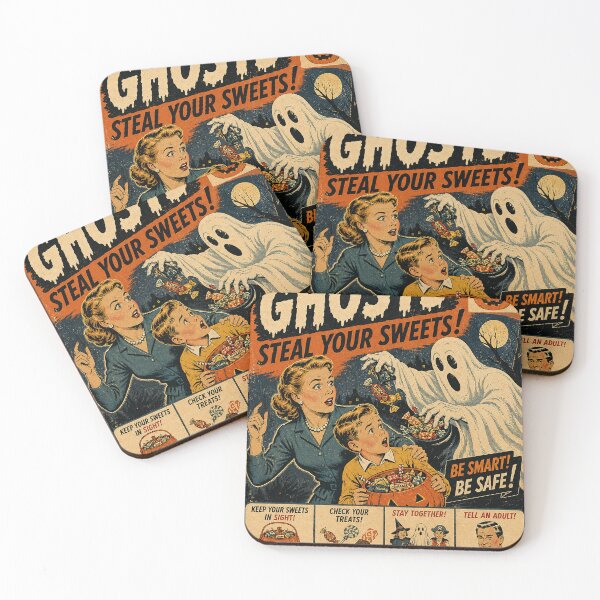Item preview, Vintage Halloween Safety Poster – Don’t Let Ghosts Steal Your Sweets designed and sold by colligo.