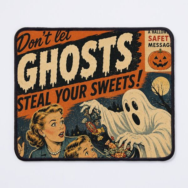 Item preview, Vintage Halloween Safety Poster – Don’t Let Ghosts Steal Your Sweets designed and sold by colligo.