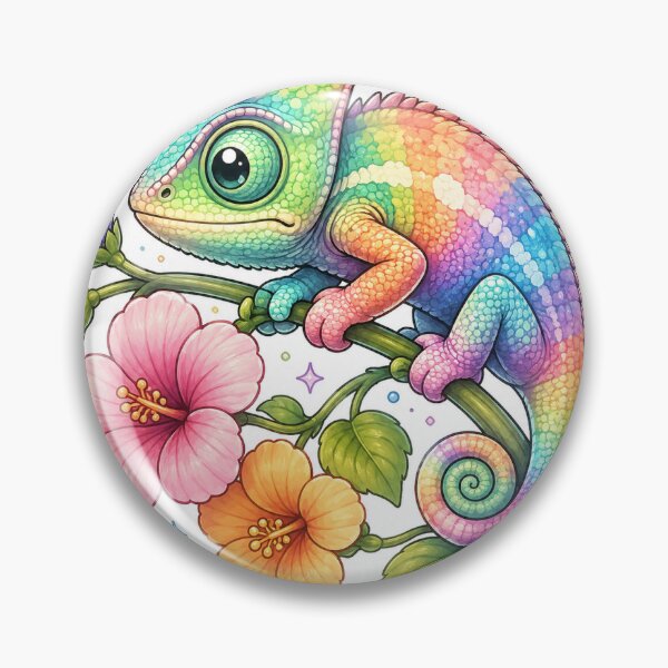 Item preview, Rainbow Chameleon Floral Sticker designed and sold by InkPixell.