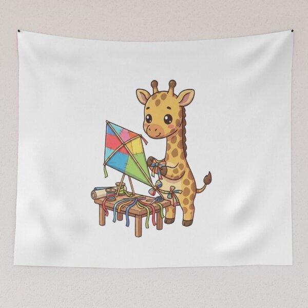 Item preview, Cute Giraffe Making Colorful Kite designed and sold by Ella_Sketch.