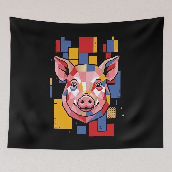 Item preview, Funny Pig Colorful Blocks Geometric Art Boys Girls Kids designed and sold by FurryHavenPH.