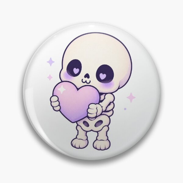 Item preview, Skelly Cutie With Heart – Cute Pastel Skeleton Sticker designed and sold by Cerys-GS.