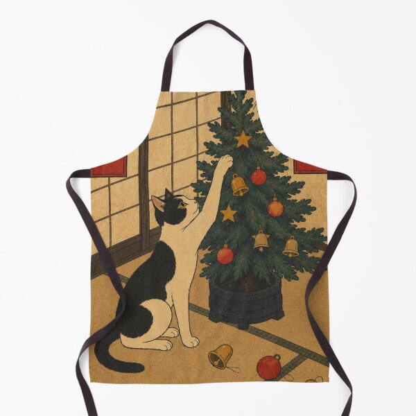 Item preview, Cat Swatting Bells off the Christmas Tree — Edo Christmas Cats No. 3 | Ukiyo-e Woodblock designed and sold by Planthem.