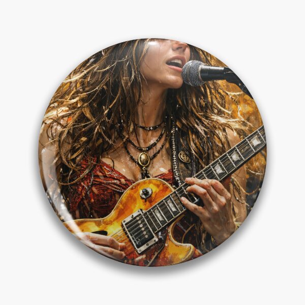 Item preview, Female Rock Guitarist Live Performance – Fiery Music Concert Art Print designed and sold by Kaleidoscope Print.
