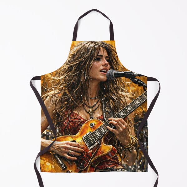 Item preview, Female Rock Guitarist Live Performance – Fiery Music Concert Art Print designed and sold by Kaleidoscope Print.