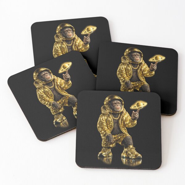 Item preview, Gold Astronaut Chimpanzee with Saturn – Luxury Cosmic Pop Art designed and sold by Anyshca.