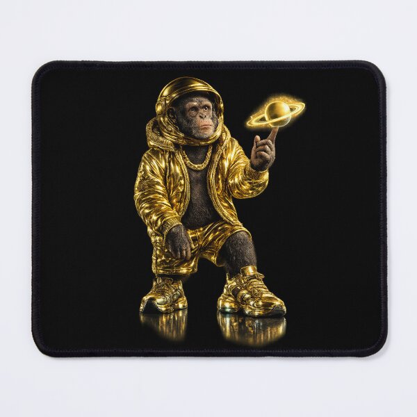 Item preview, Gold Astronaut Chimpanzee with Saturn – Luxury Cosmic Pop Art designed and sold by Anyshca.