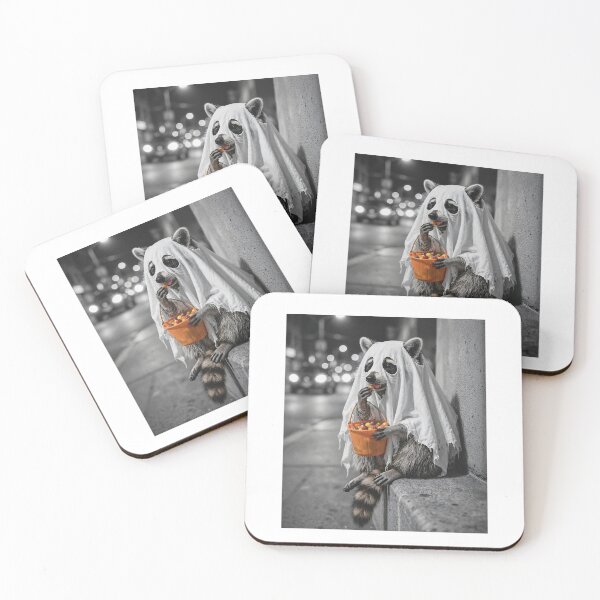 Item preview, Mapache fantasma comiendo caramelos - Divertido truco o trato de Halloween designed and sold by Neurospicy Trolls.