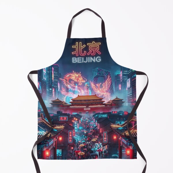 Item preview, Neo Beijing Cyberpunk City Night View Art Print | Futuristic Imperial Neon Cityscape Poster designed and sold by SOOstudio73.