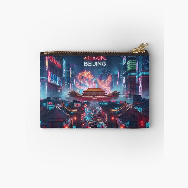 Item preview, Neo Beijing Cyberpunk City Night View Art Print | Futuristic Imperial Neon Cityscape Poster designed and sold by SOOstudio73.