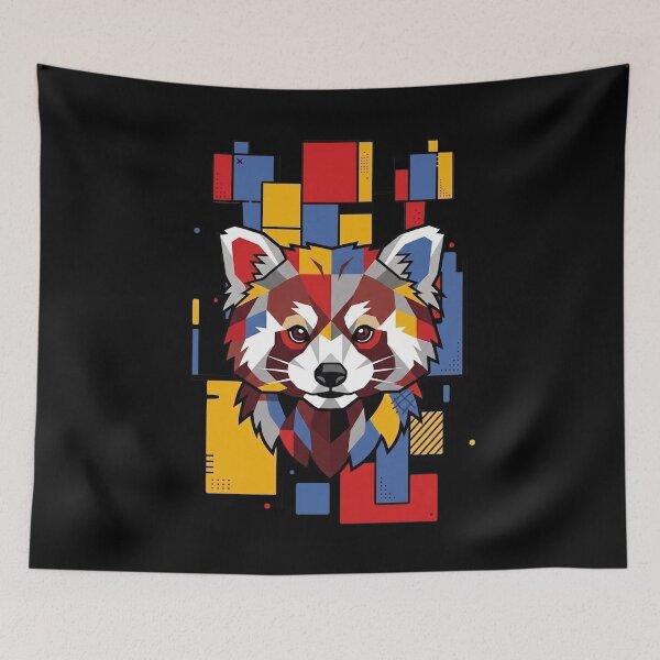 Item preview, Funny Red Panda Colorful Blocks Geometric Art Boys Girls Kids designed and sold by FurryHavenPH.