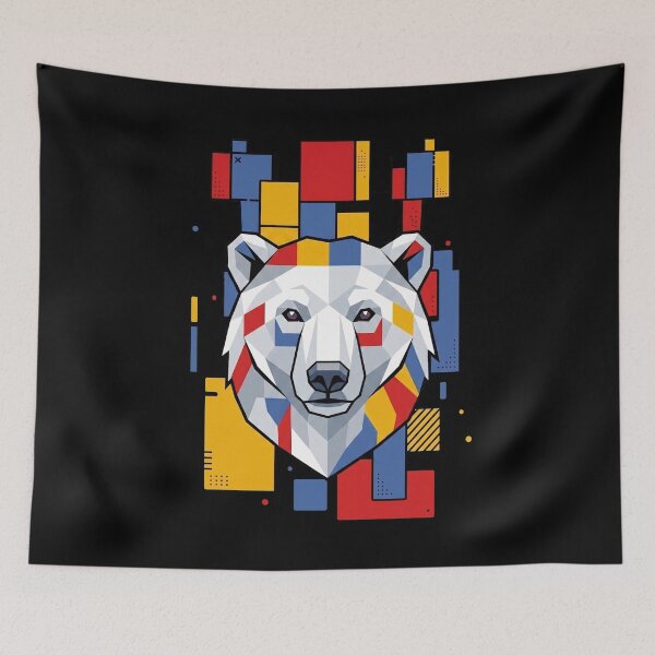 Item preview, Funny Polar Bear Colorful Blocks Geometric Art Boys Girls Kids designed and sold by FurryHavenPH.
