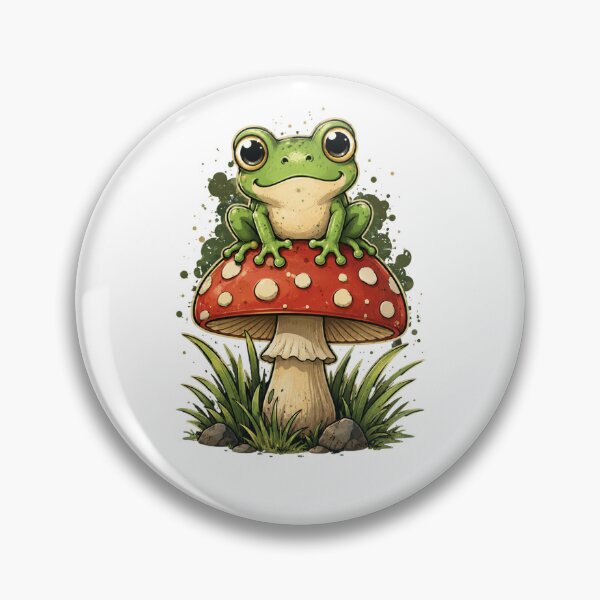 Item preview, Cute Frog Sitting on Mushroom Illustration designed and sold by DKSH1234.
