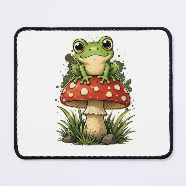 Item preview, Cute Frog Sitting on Mushroom Illustration designed and sold by DKSH1234.