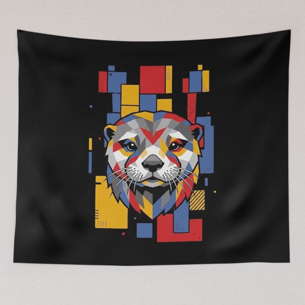 Item preview, Funny Sea Otter Colorful Blocks Geometric Art Boys Girls Kids designed and sold by FurryHavenPH.