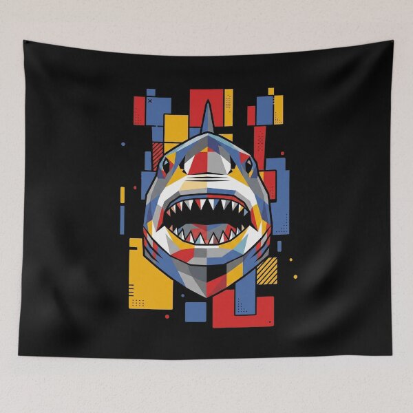 Item preview, Funny Shark Colorful Blocks Geometric Art Boys Girls Kids designed and sold by FurryHavenPH.