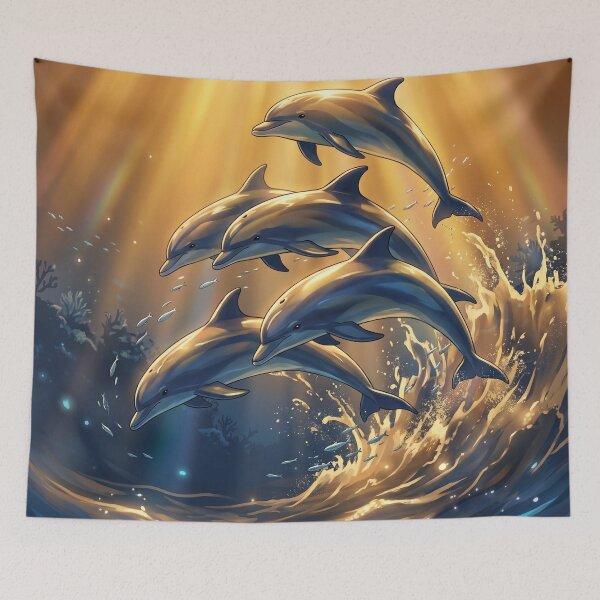 Item preview, Ocean Dolphins Sunset Underwater Wildlife designed and sold by nowellacorten.