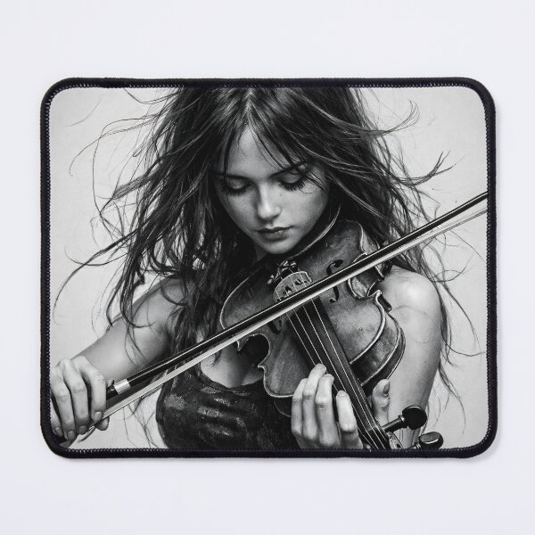 Item preview, Black and White Female Violinist – Emotional Classical Music Portrait Print designed and sold by Kaleidoscope Print.