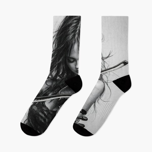 Item preview, Black and White Female Violinist – Emotional Classical Music Portrait Print designed and sold by Kaleidoscope Print.