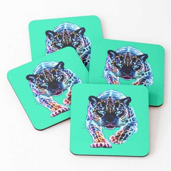Item preview, The Electric Guardian of the Cosmic Night, Cosmic Neon Jaguar - Psychedelic Art with Electric Light Effects and Reflections designed and sold by RAYBIL.