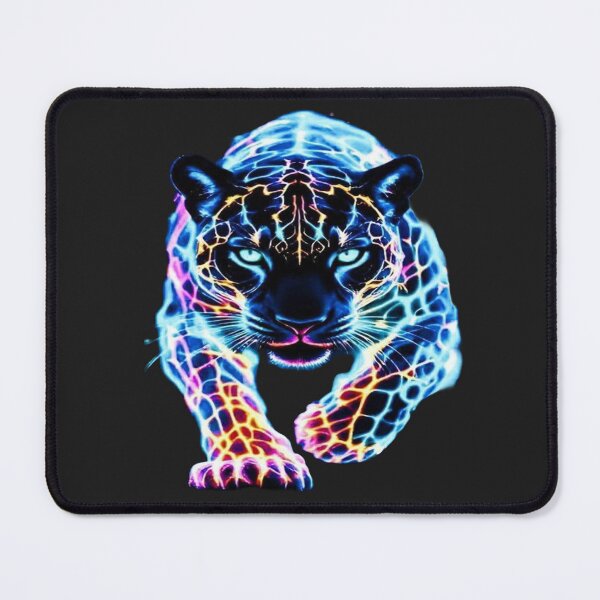 Item preview, The Electric Guardian of the Cosmic Night, Cosmic Neon Jaguar - Psychedelic Art with Electric Light Effects and Reflections designed and sold by RAYBIL.
