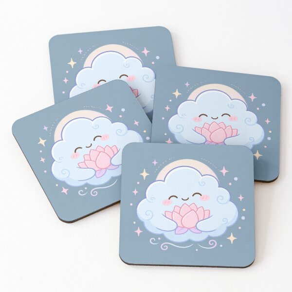 Item preview,  Smiling Cloud with Lotus – Gentle Pastel Charm Minimal Design designed and sold by CosmicQuietStudio.