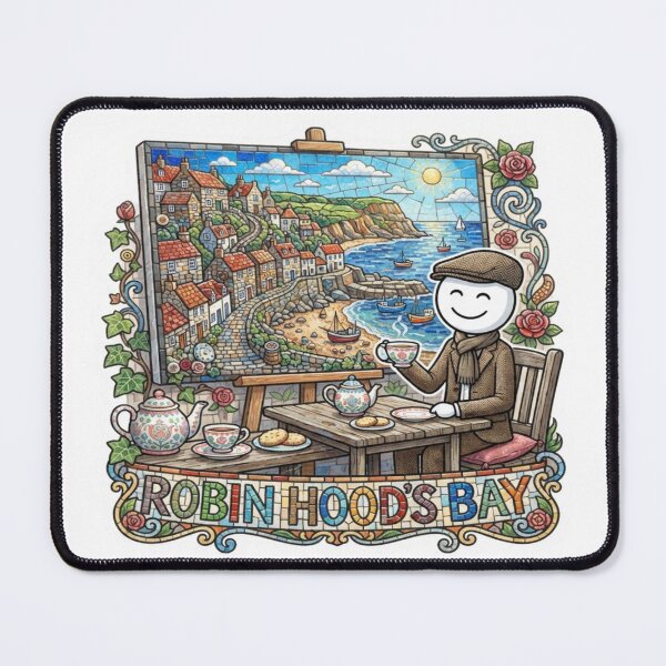 Item preview, Robin Hoods Bay Tea Time Mosaic Travel Sticker Summer Souvenir designed and sold by Imaginarium of Chaos falcon88 .
