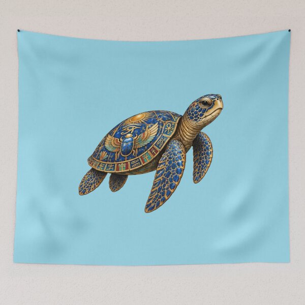 Item preview, Swimming Lapis Lazuli Sea Turtle | Ancient Egyptian Turtle Collection designed and sold by Zaru Art Studio.