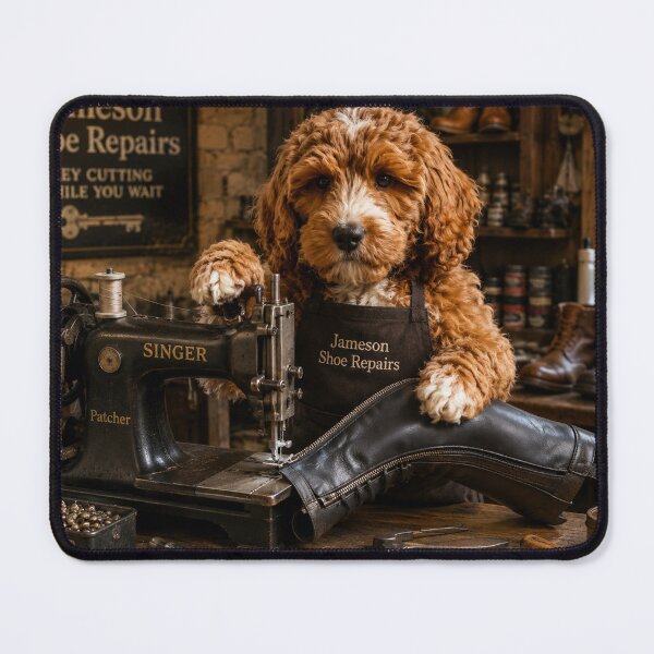 Item preview, Dog Cobbler Sewing at Singer Machine, Jameson Shoe Repairs Louth designed and sold by Paul Thompson Photography.