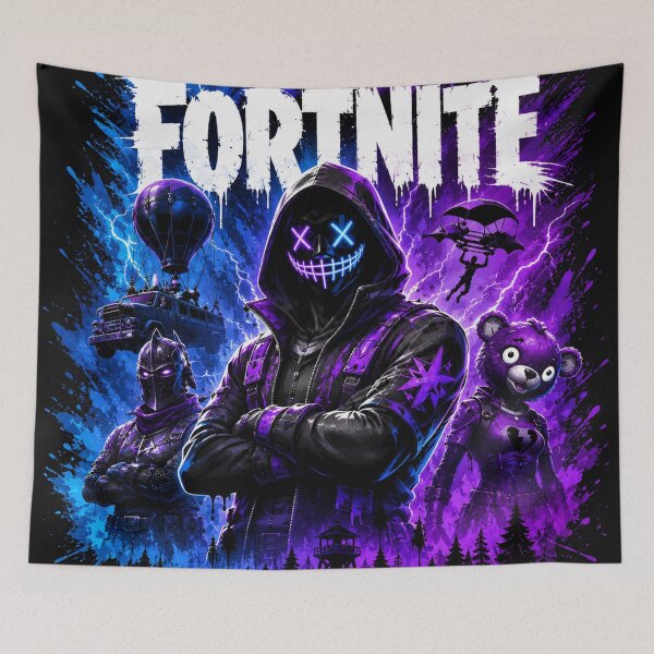 Item preview, Neon Fortnite Gaming Poster | Purple & Blue Battle Royale Street Art designed and sold by NBT-NOVA.
