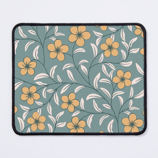 Item preview, Delicate Floral-Mustard Gold on Sage Teal designed and sold by artistmaria.