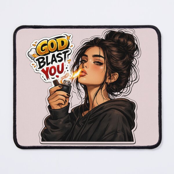 Item preview, God Blast You | Savage Attitude Girl with Lighter | Funny Aesthetic Sticker designed and sold by velvetwings.