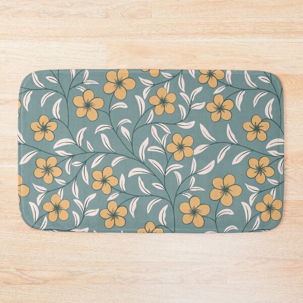 Item preview, Delicate Floral-Mustard Gold on Sage Teal designed and sold by artistmaria.