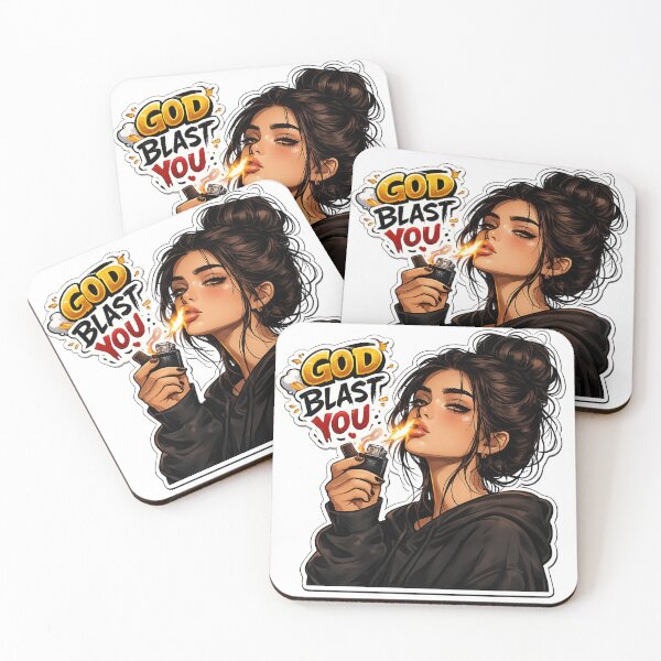 Item preview, God Blast You | Savage Attitude Girl with Lighter | Funny Aesthetic Sticker designed and sold by velvetwings.