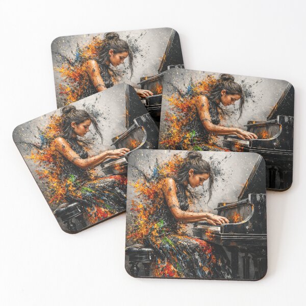 Item preview, Expressive Female Pianist – Colorful Abstract Classical Music Art Print designed and sold by Kaleidoscope Print.