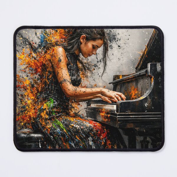 Item preview, Expressive Female Pianist – Colorful Abstract Classical Music Art Print designed and sold by Kaleidoscope Print.