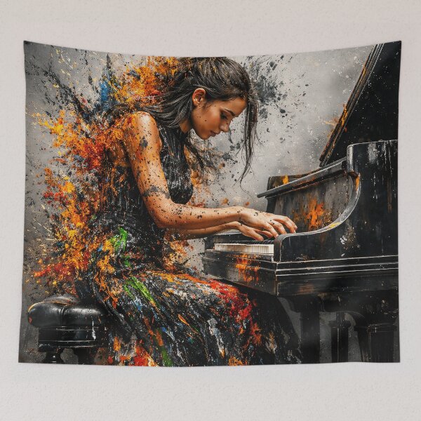 Item preview, Expressive Female Pianist – Colorful Abstract Classical Music Art Print designed and sold by Kaleidoscope Print.