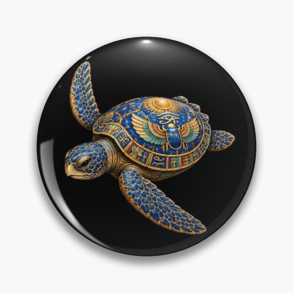 Item preview, Gliding Lapis Lazuli Sea Turtle | Ancient Egyptian Turtle Collection designed and sold by Zaru Art Studio.