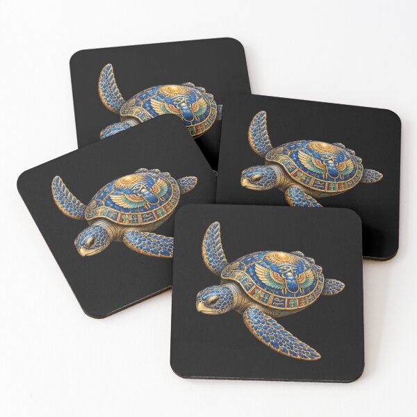 Item preview, Gliding Lapis Lazuli Sea Turtle | Ancient Egyptian Turtle Collection designed and sold by Zaru Art Studio.