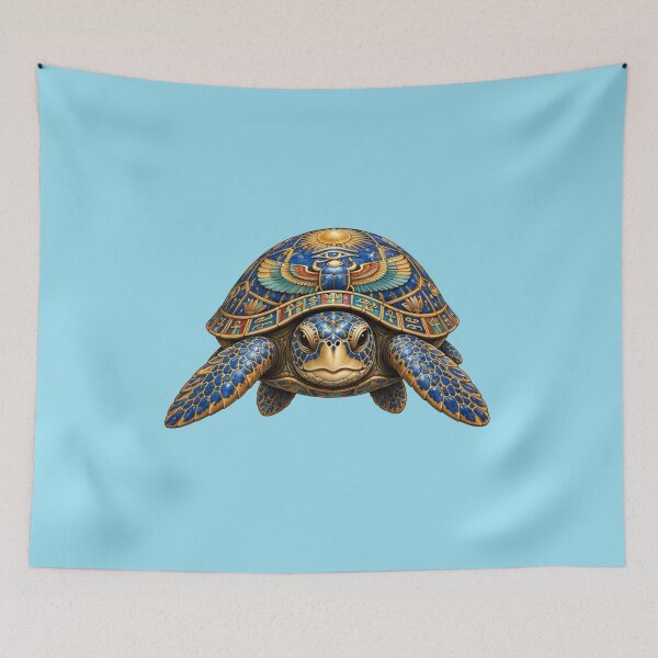Item preview, Front View Lapis Lazuli Sea Turtle | Ancient Egyptian Turtle Collection designed and sold by Zaru Art Studio.