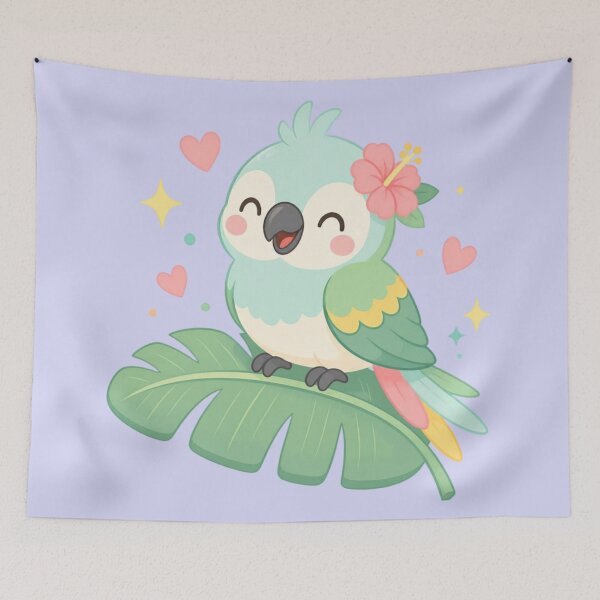 Item preview, Cheerful Parrot on Tropical Leaf – Whimsical Joy Minimal Design designed and sold by CosmicQuietStudio.
