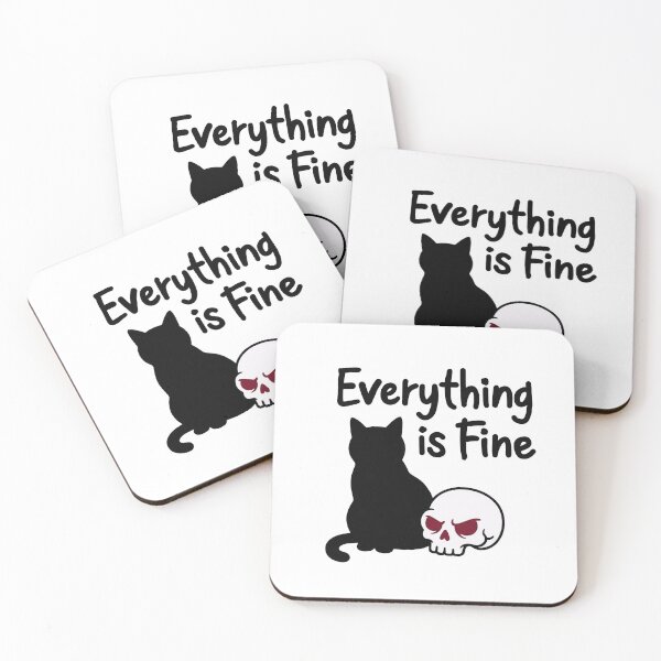 Item preview, Everything Is Fine Black Cat Gothic Humor Design designed and sold by SK ArtNest.
