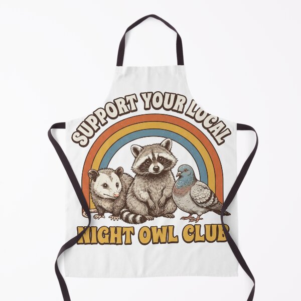 Item preview, Support Your Local Night Owl Club Retro Opossum Raccoon Pigeon Art designed and sold by Pavnud.