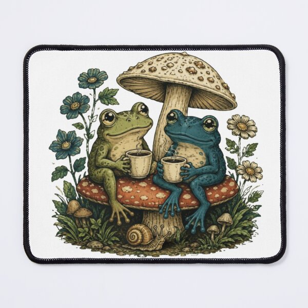 Item preview, Cute Frogs Drinking Coffee on Mushroom designed and sold by DKSH1234.