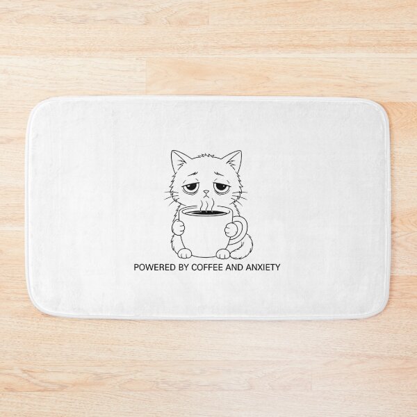 Item preview, Powered By Coffee And Anxiety Cute Exhausted Cat Line Art designed and sold by crazyhome.