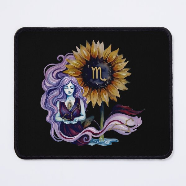Item preview, Scorpio Zodiac Goddess Watercolor Sunflower Art designed and sold by SilentFlower.