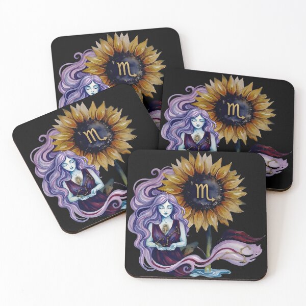 Item preview, Scorpio Zodiac Goddess Watercolor Sunflower Art designed and sold by SilentFlower.