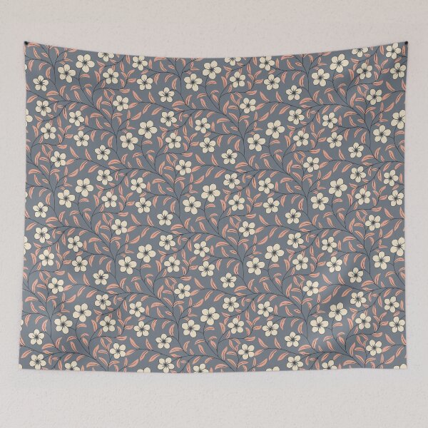 Item preview, Delicate Floral-Cream on Slate Grey designed and sold by artistmaria.