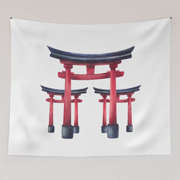 Item preview, Traditional Japanese Torii gate. Hand painted watercolor designed and sold by BartolArt.