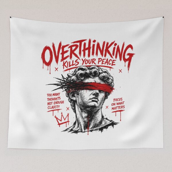 Item preview, Overthinking Kills Your Peace Graffiti Statue | Dark Streetwear Graphic | Mental Health Inspired Gothic Aesthetic designed and sold by ZafTeez.